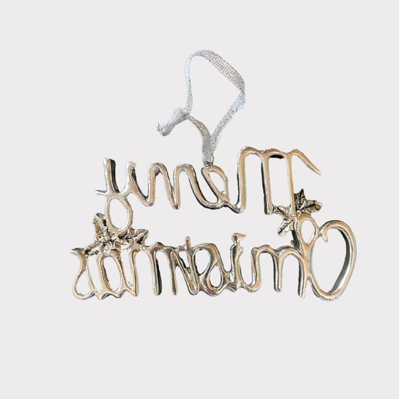 3/$15 Silver Merry Christmas Plastic Ornament - Picture 2 of 4